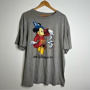 Vintage 90s Walt Disney World 25th Anniversary T-Shirt Gray Cotton Blend Sz XXL